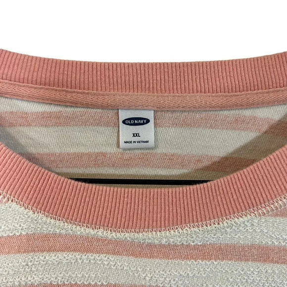 Old Navy Pullover Sweater Womens Plus Size XXL Pink and White 100% Cotton Knit - Picture 7 of 7